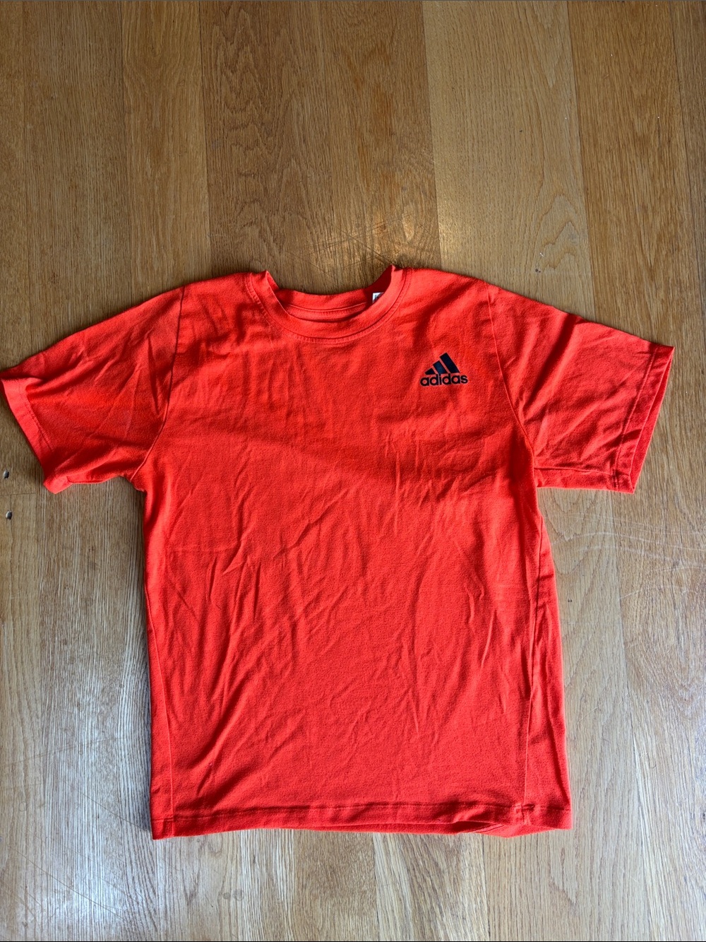 adidas Orange Short Sleeve Tee with Black Logo, Men’s S